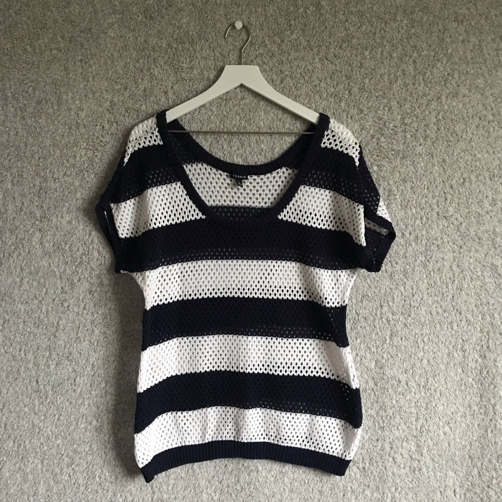 Torrid Blue and White Stripped Knit Top Size 1